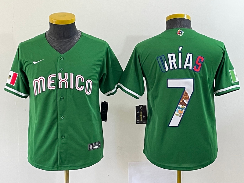 Women's Green Mexico Baseball #7 Julio Urías 2023 World Baseball Classic Stitched Jersey(Run Small)